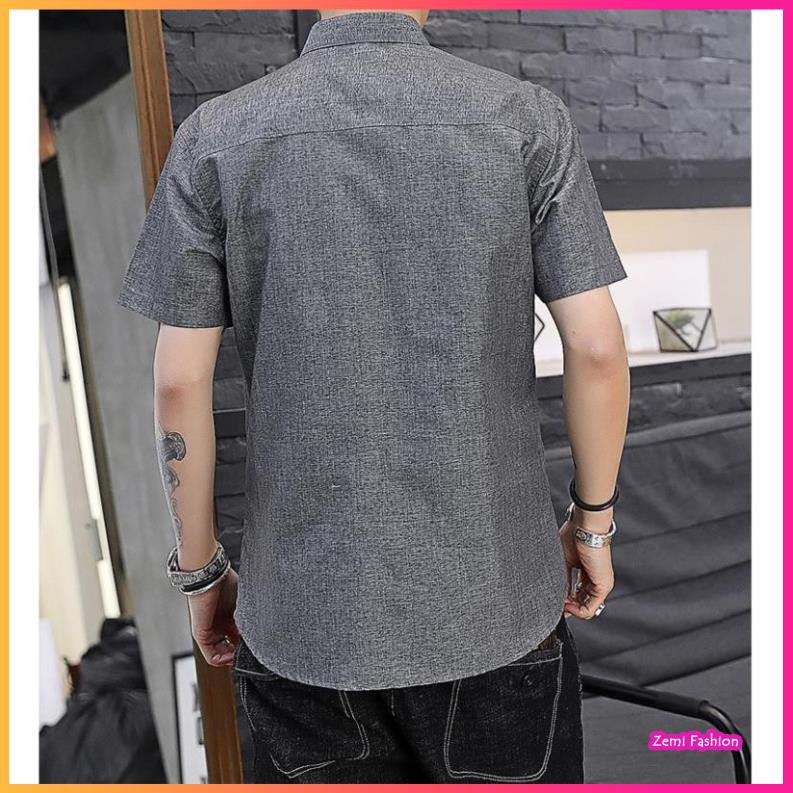 Áo Sơ Mi Nam Ngắn Tay Trơn Màu Xám | BigBuy360 - bigbuy360.vn