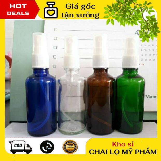 Chai Xịt Phun Sương ❤ GIÁ TẬN GỐC ❤ Chai xịt phun sương Thủy Tinh 50ml, 100ml chiết mỹ phẩm , phụ kiện du lịch