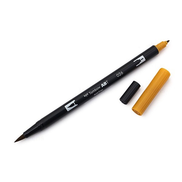 Bút lông cọ hai đầu Tombow ABT Dual Brush Pen - Brush/ Bullet - Yellow Gold (026)