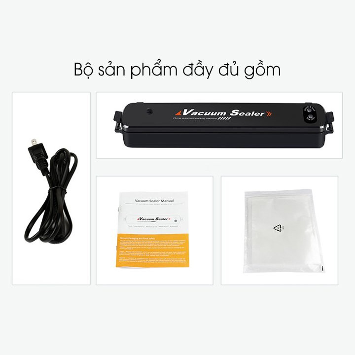 Máy hút chân không thực phẩm Vacuum Sealer công suất 90w kiêm máy hàn miêng túi·có TẶNG kèm 10 túi hút chân không