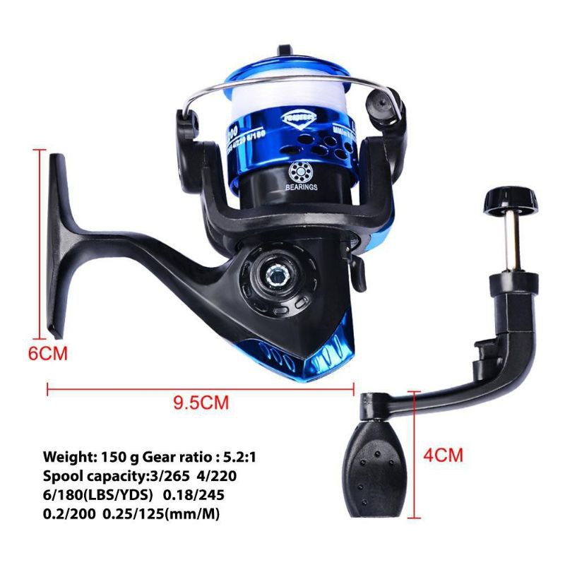 Máy câu cá 200 tương đương công suất 2000 cuốn sẵn cước