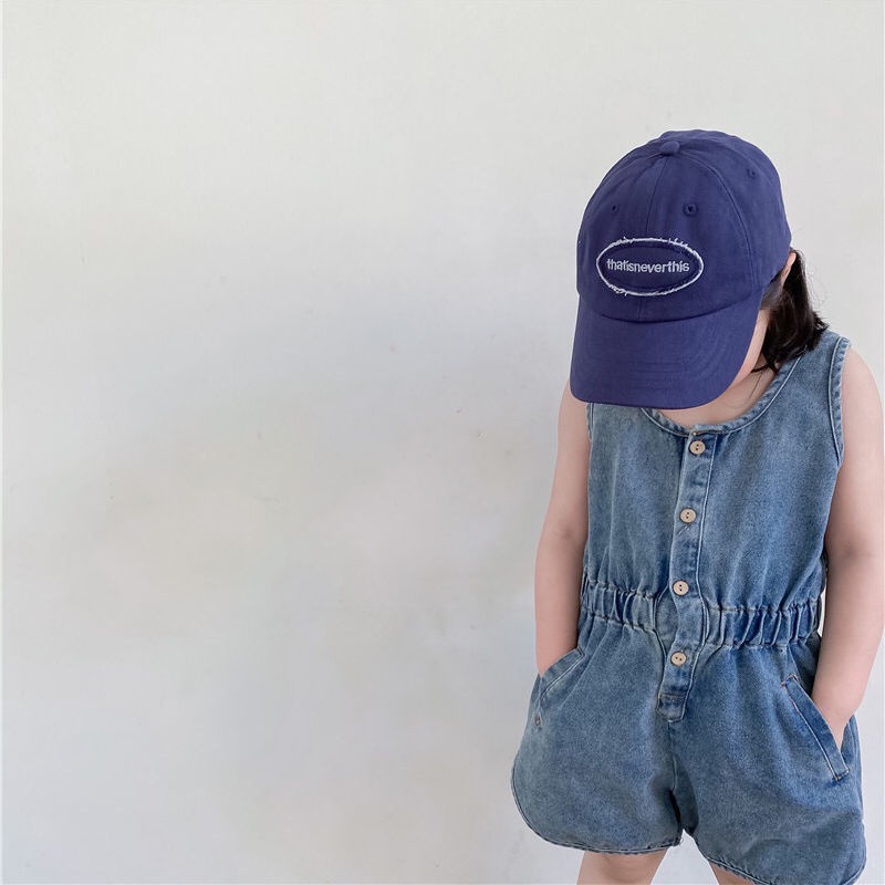 Bộ Áo Liền Quần Sát Nách Chất Denim Phong Cách Nhật Hàn Thời Trang Mùa Hè Cho Bé Trai Và Gái