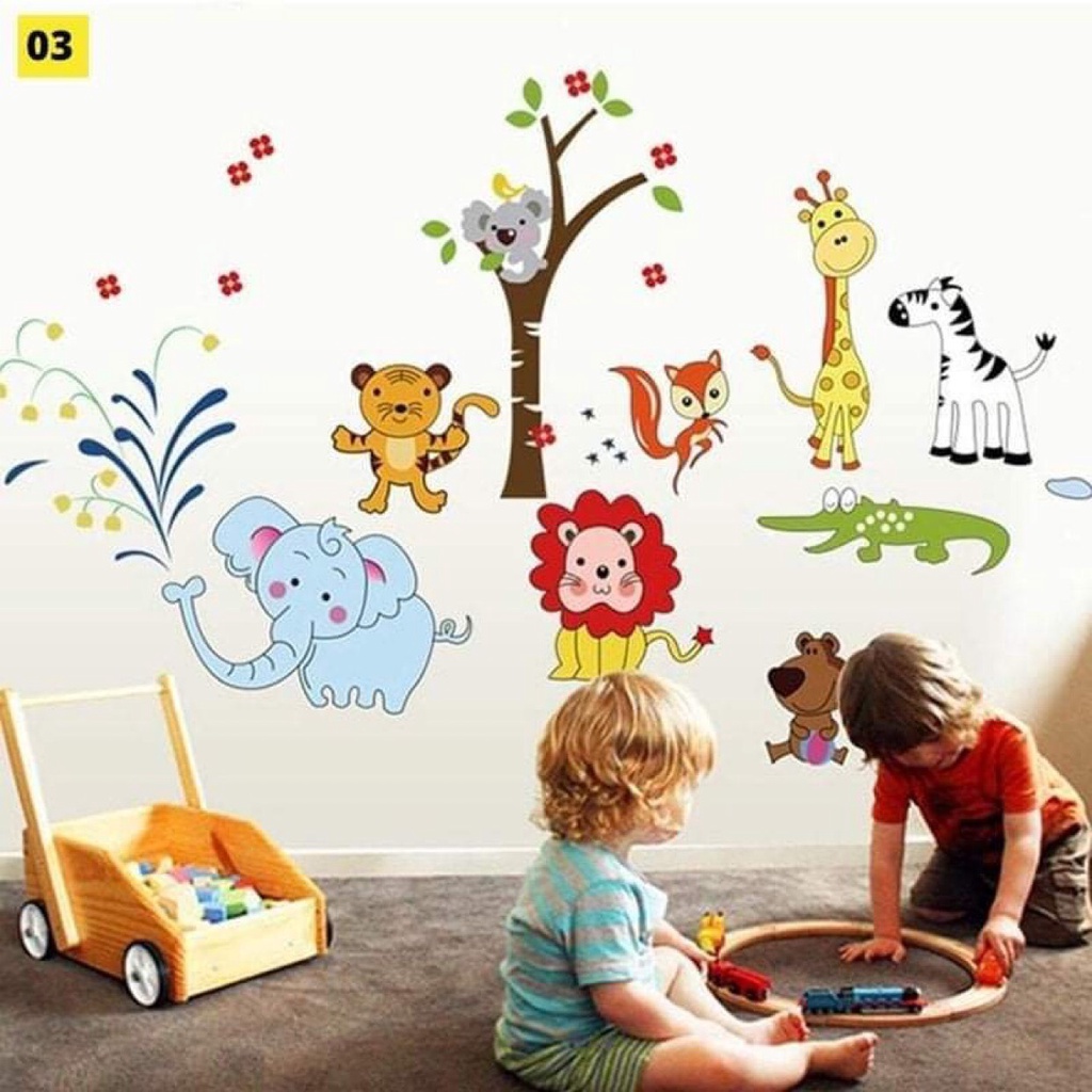 Decal Dán Tường Hình Các Con Vật Dán Tường Cho Bé . Đề Can Dán Tường Trang Trí Phòng Ngủ, Phòng Học Cho Bé.