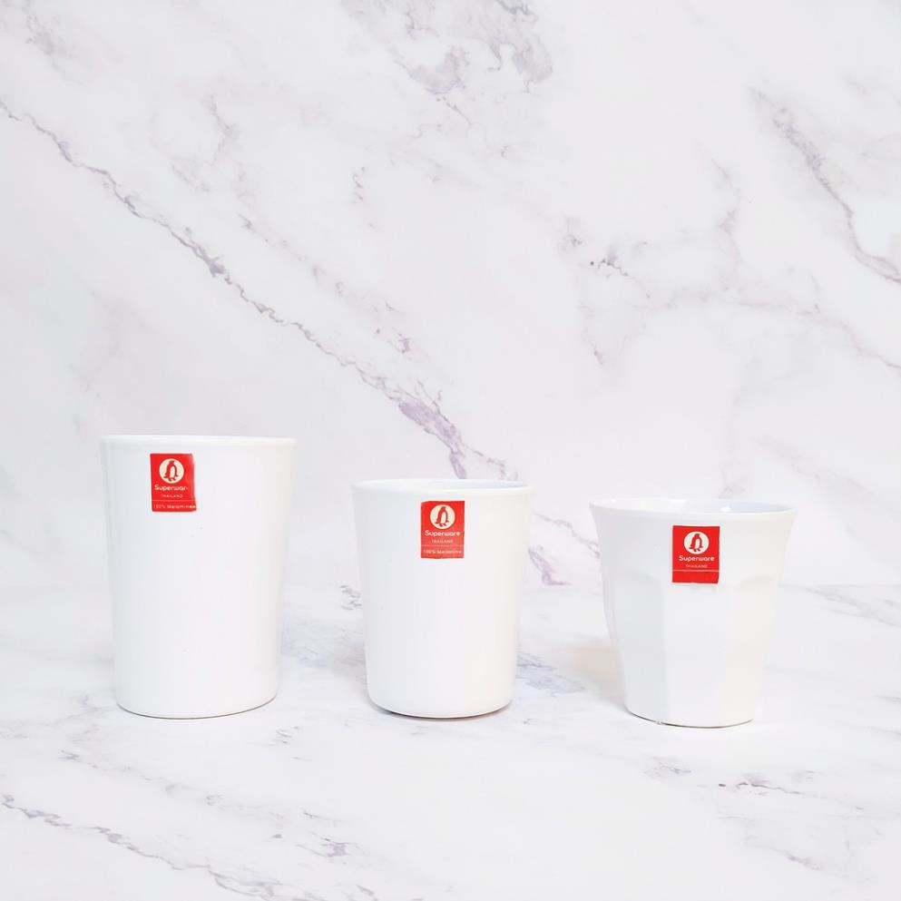 Bộ cốc SUPERWARE Nhựa phíp 100% melamine Trắng