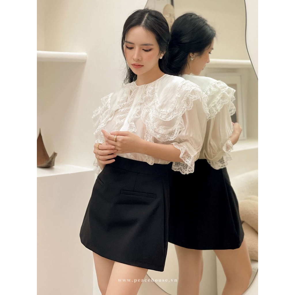 Áo sơ mi phối ren tay ngắn , Peace House Clothing