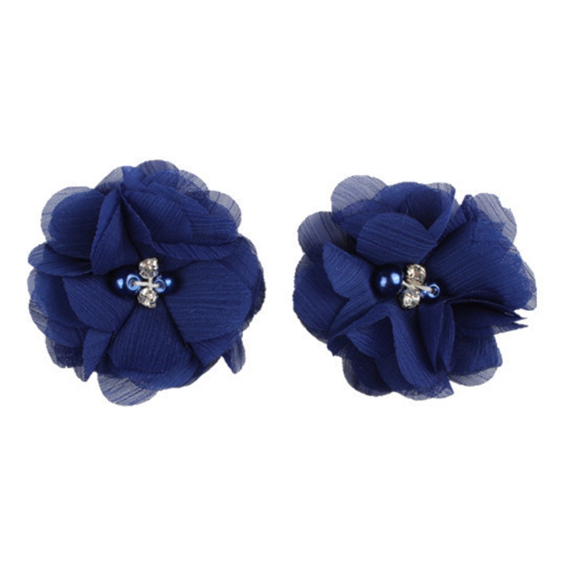 Set 2 Kẹp Tóc Chiffon Hình Bông Hoa Đính Ngọc Trai Giả DIY Dành Cho Thanh Thiếu Niên