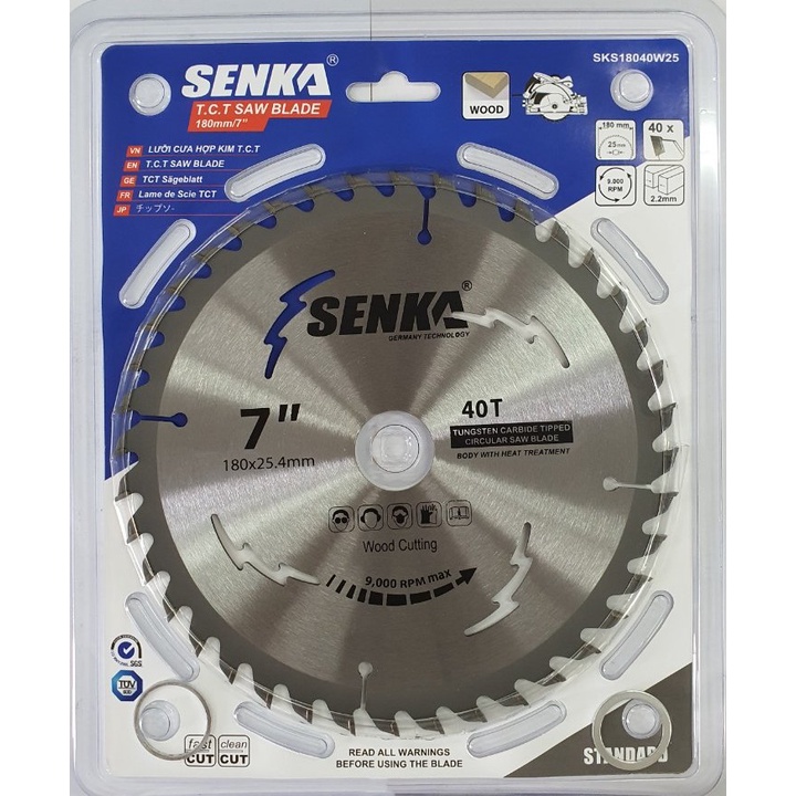 Lưỡi cưa hợp kim SENKA CẮT GỖ 180mm [chọn 24 - 40 - 60 răng]