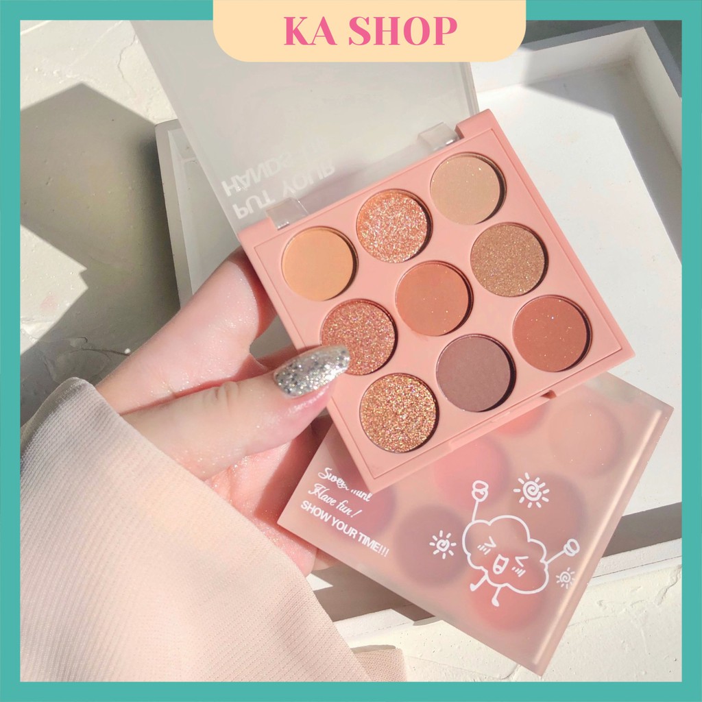 Phấn Mắt 🧡 FREESHIP🧡 Bảng Màu Mắt 9 Ô Sweet Min Nhũ Lì Đẹp Tự Nhiên