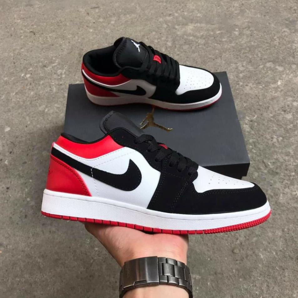 Giày Jordan cổ thấp nam nữ màu đỏ đen  Giày thể thao nam nữ sneaker Jordan thấp cổ đen đỏ Full Box
