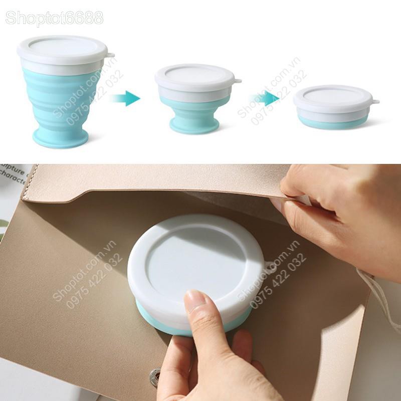 CỐC LY GẤP GỌN BẰNG SILICON DÙNG UỐNG NƯỚC ĐA NĂNG YD200, CÓ DÂY XÁCH (Kho hàng Hà Nội)