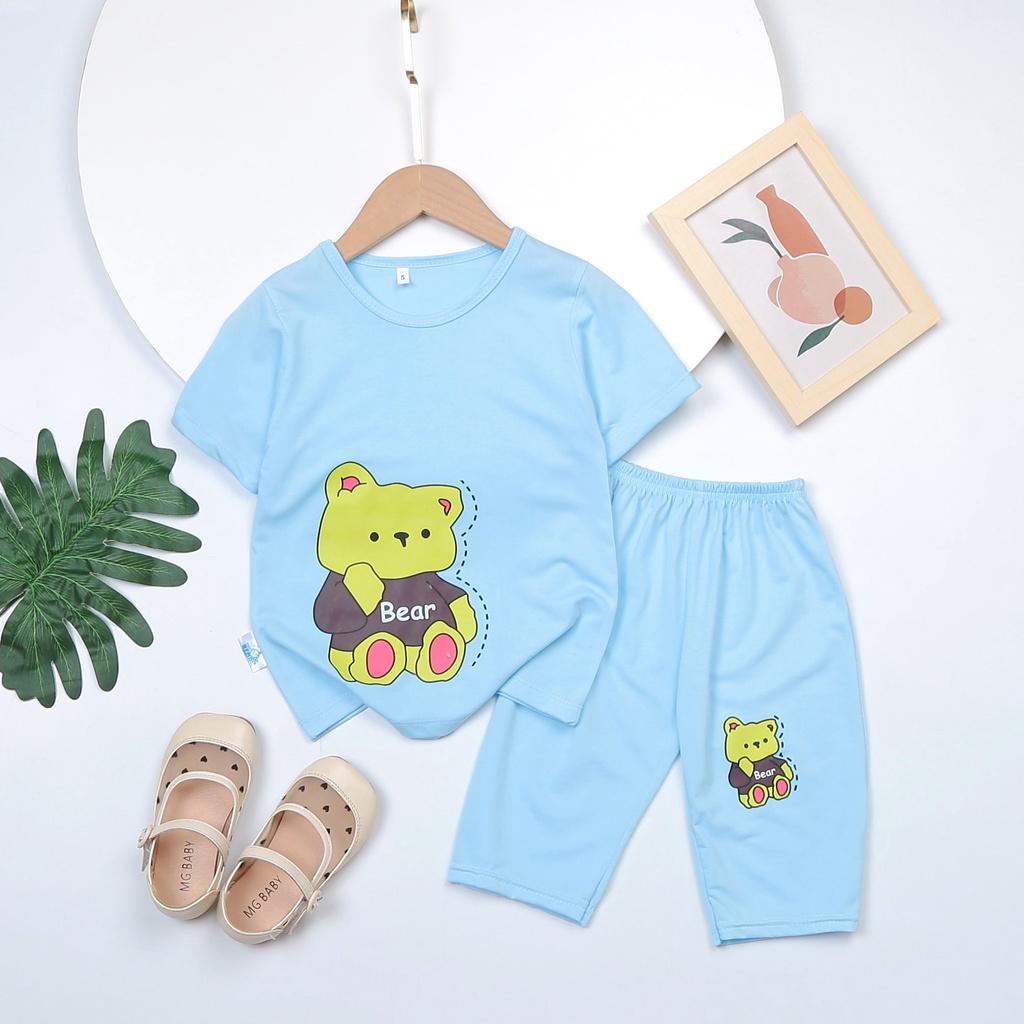 Set 3 bộ đồ bé gái bộ đồ lửng bé gái in hình gấu be ar đáng yêu co giãn 4 chiều cho bé từ 8kg đến 25kg-HOÀNG NAM KIDS