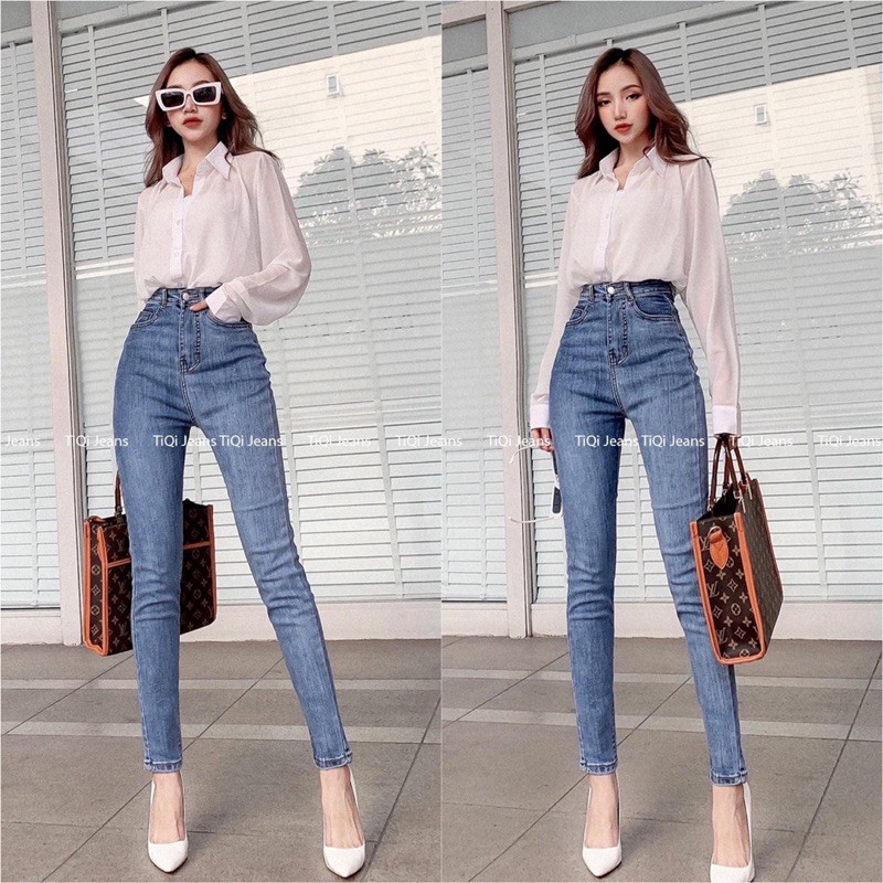 QUẦN JEANS GIÃN CẠP CAO 1 KHUY CÓ TÚI