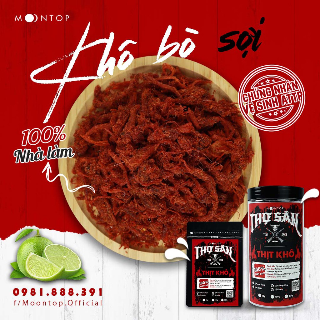 KHÔ BÒ SỢI SẢ ỚT THỢ SĂN (gà giả bò) - Hảo hạng loại 1 - Thịt khô homemade Moontop - Chất từng miếng thịt!