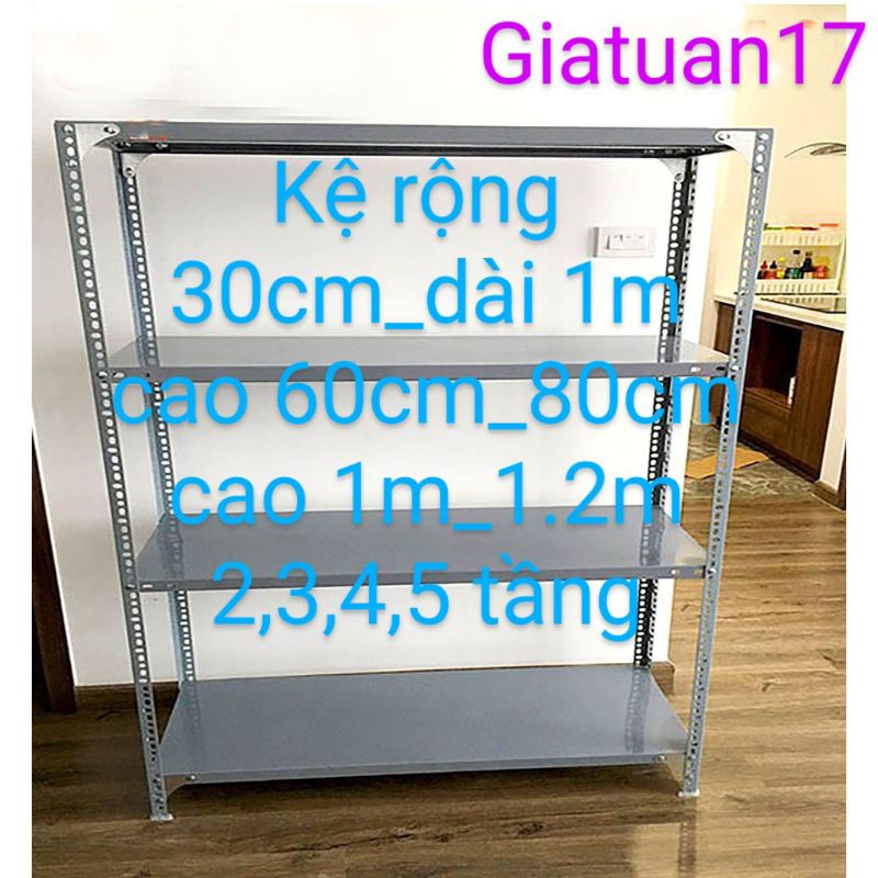 Kệ sắt mâm vê lỗ (rộng 30cm,dài 1m),( cao 60cm, 80cm, 1m,1.2m) nhiều tầng