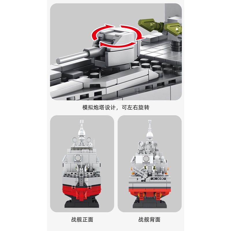 Đồ chơi Lắp ráp Mô hình Tàu Chiến America Navy Warship WW2 Model Ticonderoga-Class Cruiser Battleship Panlos 637007