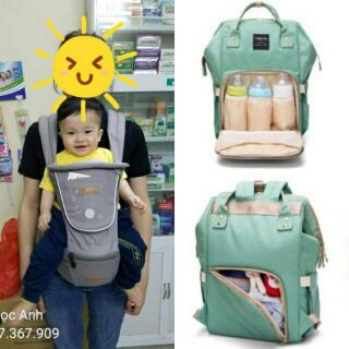 Combo balo bỉm sữa BabyMo + địu Aimama