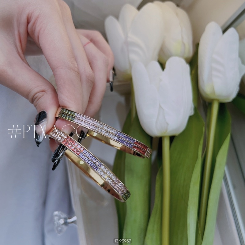 Vòng tay titan full đá paguet 7 màu 2 hàng sáng đẹp sang trọng .PTNACC.