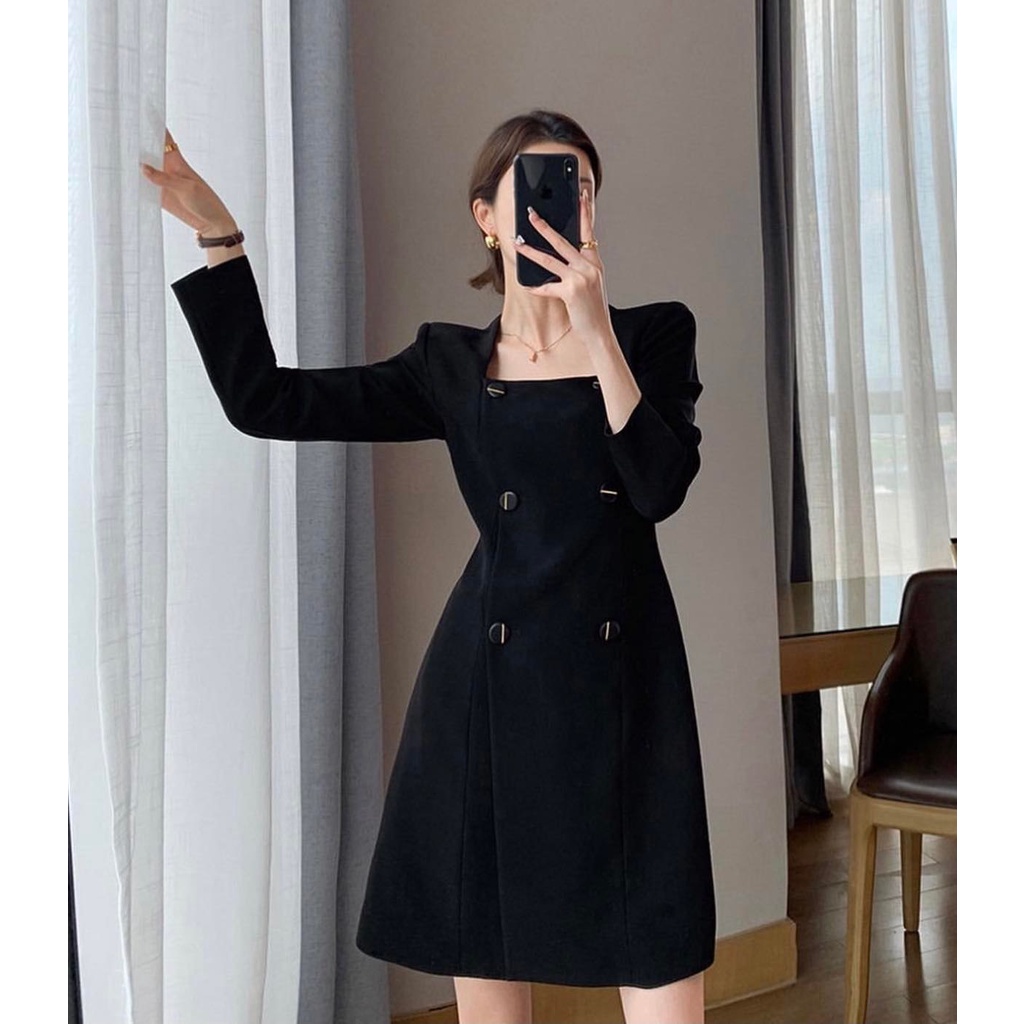 Đầm cổ vuông dáng vest Bigsize thiết kế cao cấp