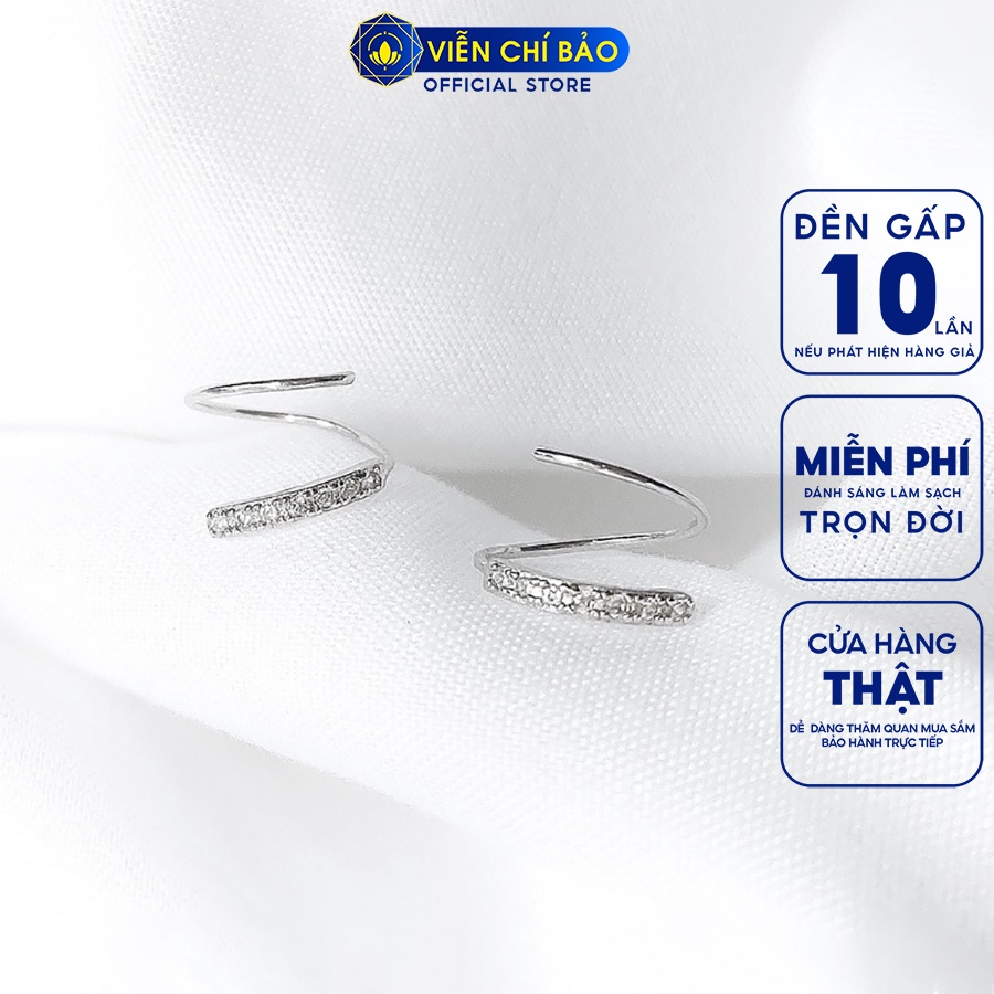 Bông tai bạc nữ xoắn đính đá chất liệu bạc S925 thời trang phụ kiện trang sức nữ Viễn Chí Bảo B400529