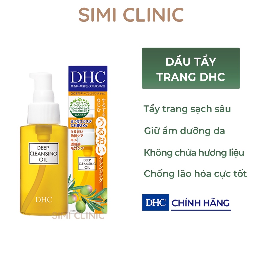 Dầu tẩy trang cho da nhạy cảm dầu mụn Nhật Bản DHC Deep Cleansing Oil sạch sâu chống lão hóa dưỡng cấp ẩm da khô 70ml