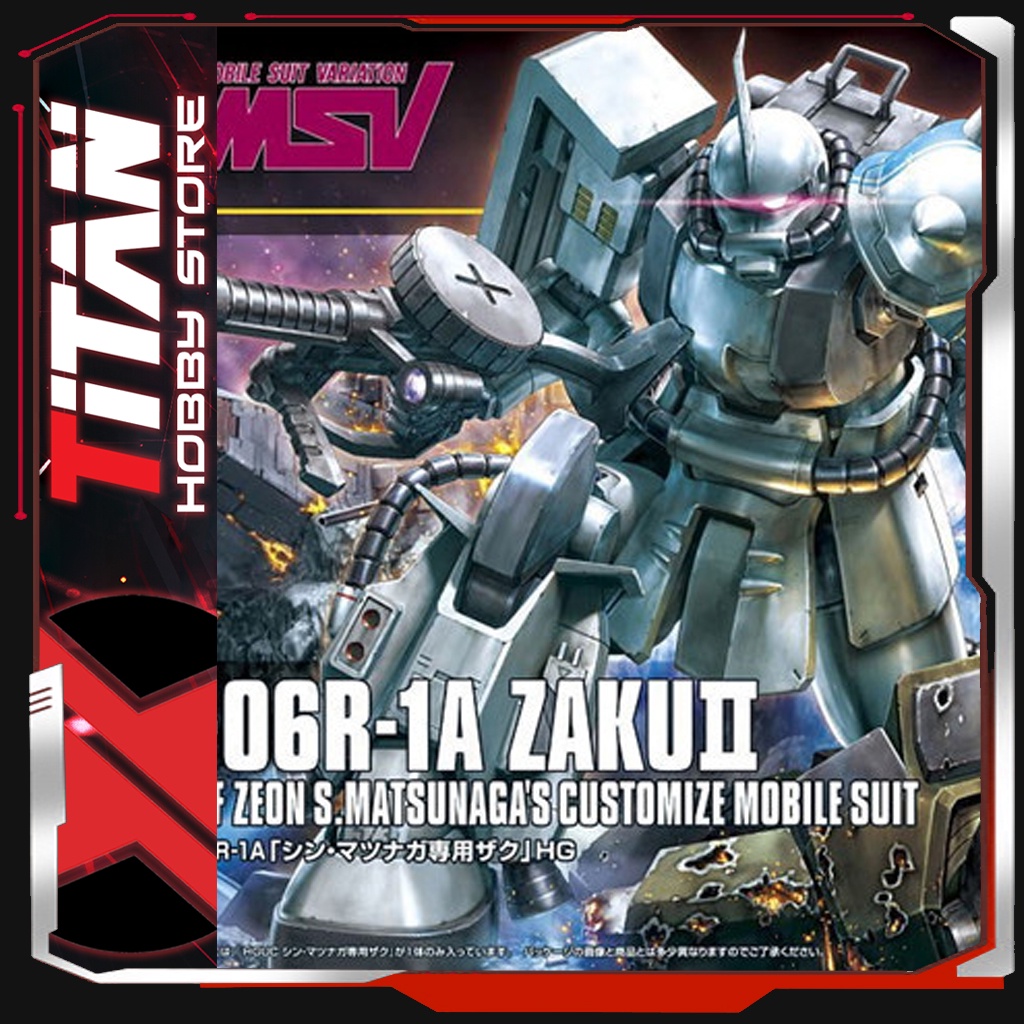 Mô hình Lắp Ráp Nhựa Gunpla HG 1/144 MS-06R-1A ZAKU II SHIN MATSUNAGA CUSTOM Gundam Bandai (Logo Xanh )Japan