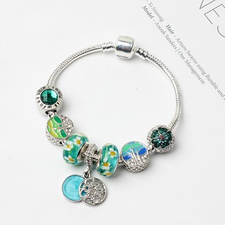 Vòng tay Charm Hoa Hồng xanh cao cấp