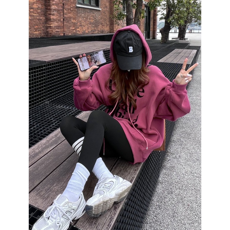 Áo hoodie nỉ bông ulzzang dáng rộng cho nữ