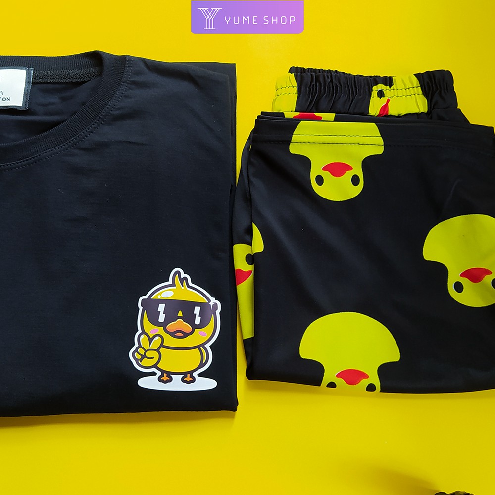 Đồ Bộ Hoạt Hình Unisex Duck Black form rộng tay lỡ