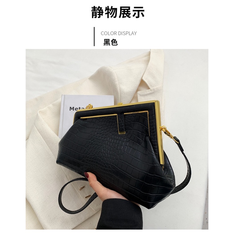 Túi đeo chéo JASMIN NOIR họa tiết da cá sấu đơn giản cho nữ