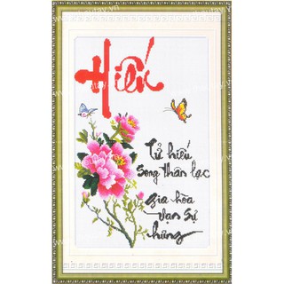 Tranh Thêu Chữ Thập Hiếu Tử Song Thân Lạc  , Gia Hòa Vạn Sự Hưng IST088 (KHÁCH TỰ THÊU) KT:43X63CM