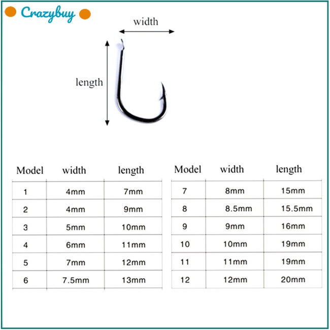 Cr 1 Bộ Lưỡi Câu Cá Bằng Thép Carbon Cao Cấp Không Đục Lỗ 3 # - 12 #