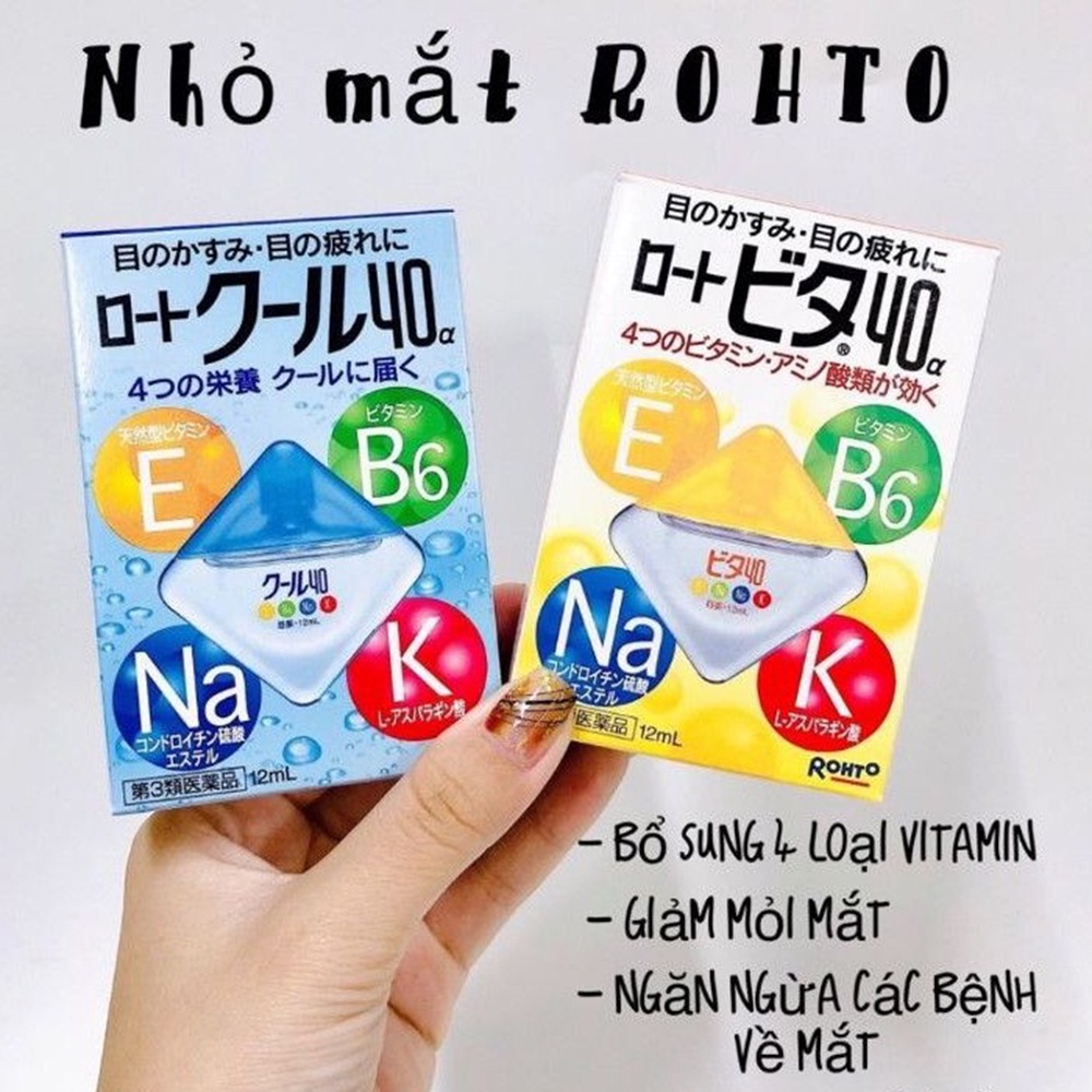 Nhỏ mắt ROHTO Nhật Bản Bổ Sung Vitamin và dưỡng chất giúp mắt khỏe giảm khô nhức mỏi mắt - Lọ 12ml