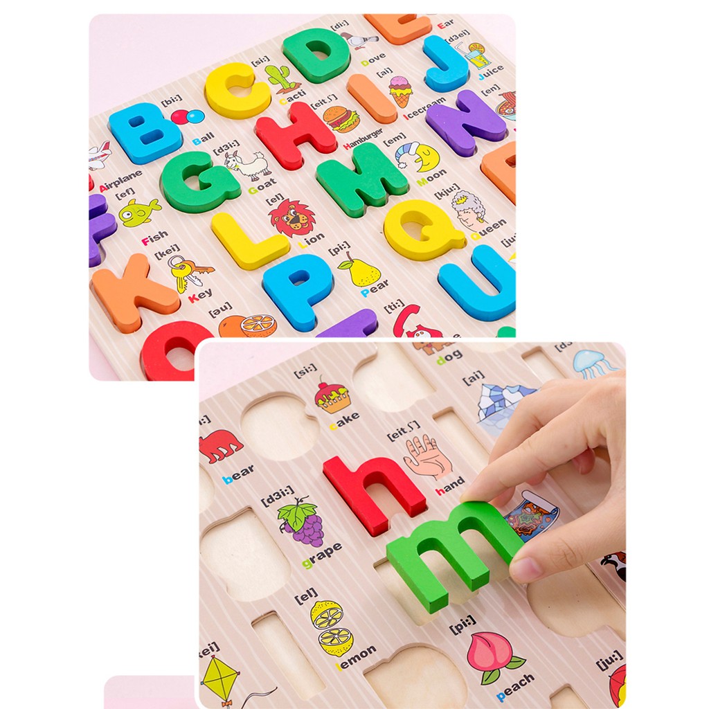 Bảng Chữ Cái Nổi Tiếng Anh Họa Tiết Minh Họa Phiên Âm Cho Bé Kích Thước 30x30cm