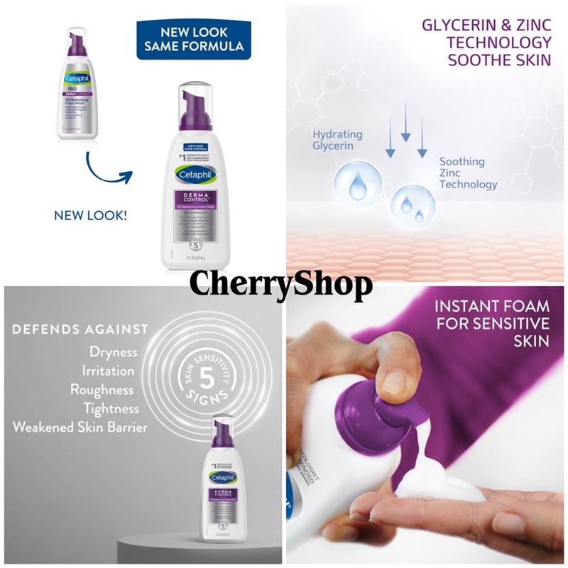 Sửa rửa mặt kiểm soát dầu Cetaphil DermaControl Oil Removing Foam Wash