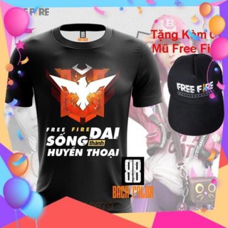 SALE- [Bán Chạy] Áo Thun Free Fire Đen 3D Rank Huyền Thoại - áo FF chất / uy tín chất lượng