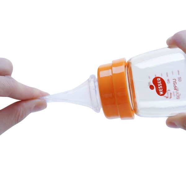 Bình sữa cao cấp cổ hẹp tặng kèm van chống sặc - 140ml PPSU Wesser