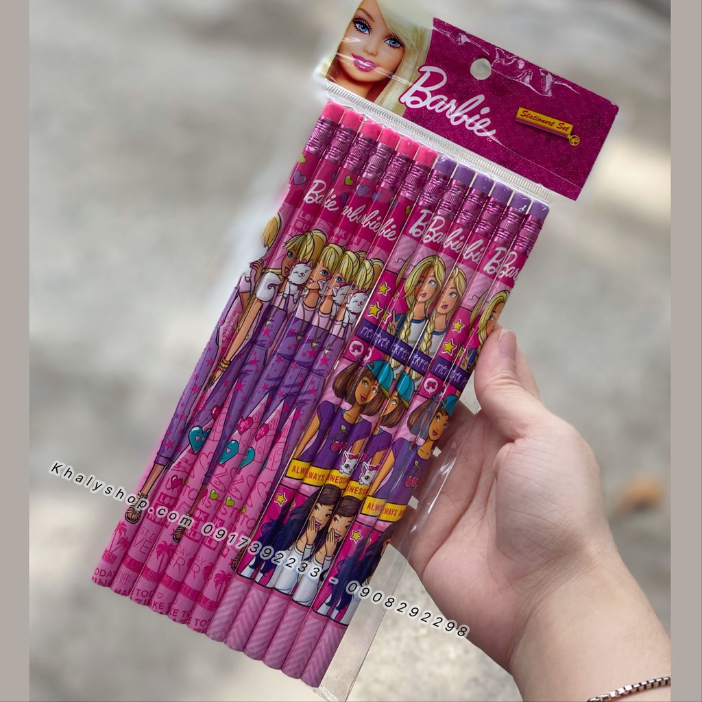 Set 12 cây bút chì hình búp bê Barbie, Ngựa Pony siêu hot cho học sinh, bé gái (Thái Lan)