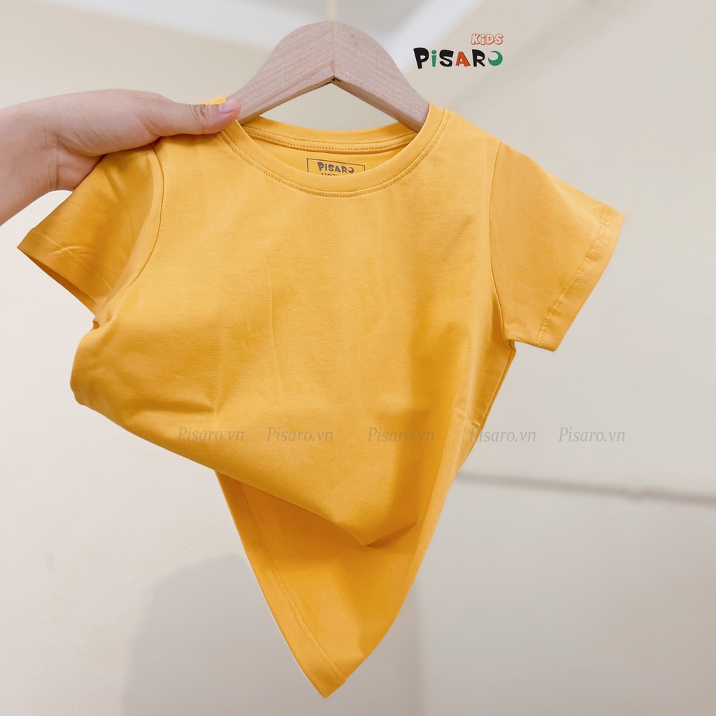 Áo phông cộc tay trơn trẻ em hãng PisaroKids,áo thun bé trai bé gái vải cotton cao cấp co dãn mềm mại thấm hút mồ hôi