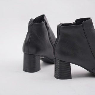 Bốt nữ cổ thấp da thật, Bốt da nữ cao gót 6cm giày vnxk - Kimystore