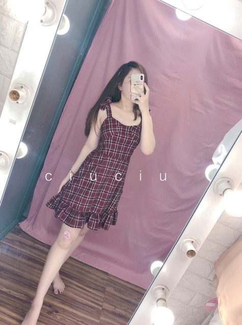 Đầm Caro Bố 2Dây Nơ Chân Xoè Chất Vải Đẹp Kèm  ẢNH THẬT | BigBuy360 - bigbuy360.vn