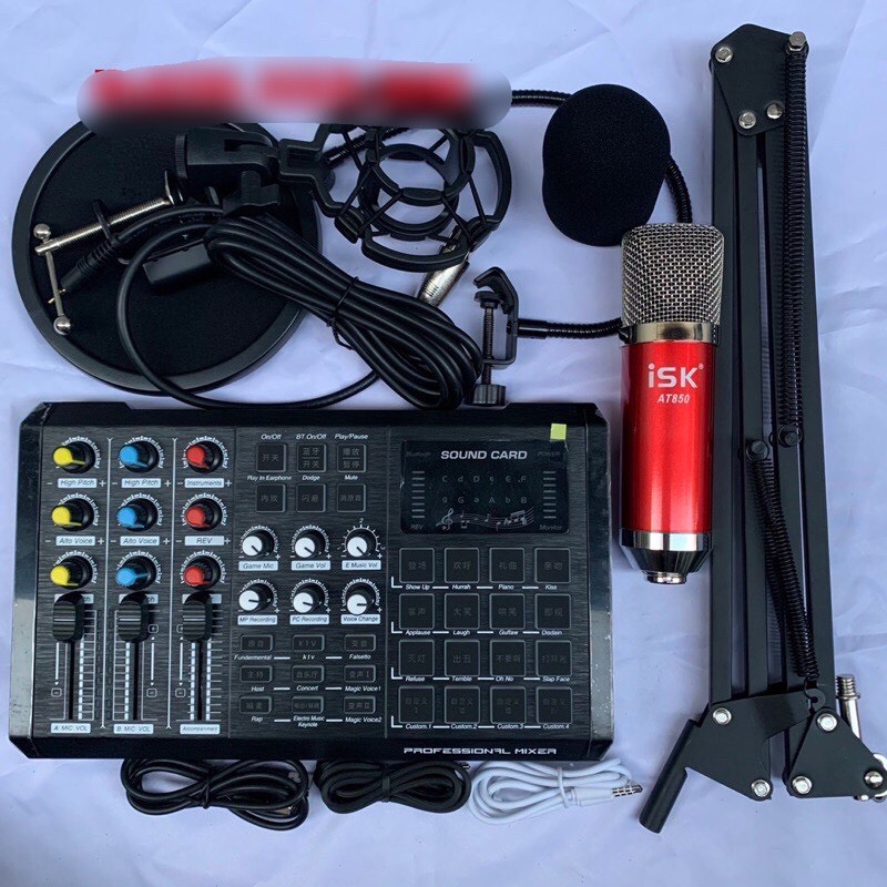 Combo Bộ Hát Thu âm Livestream Karaoke Mic At850 Mới Nhất-Sound card s8 có bluetooth cực hay chân lọc bảo hành 12 tháng