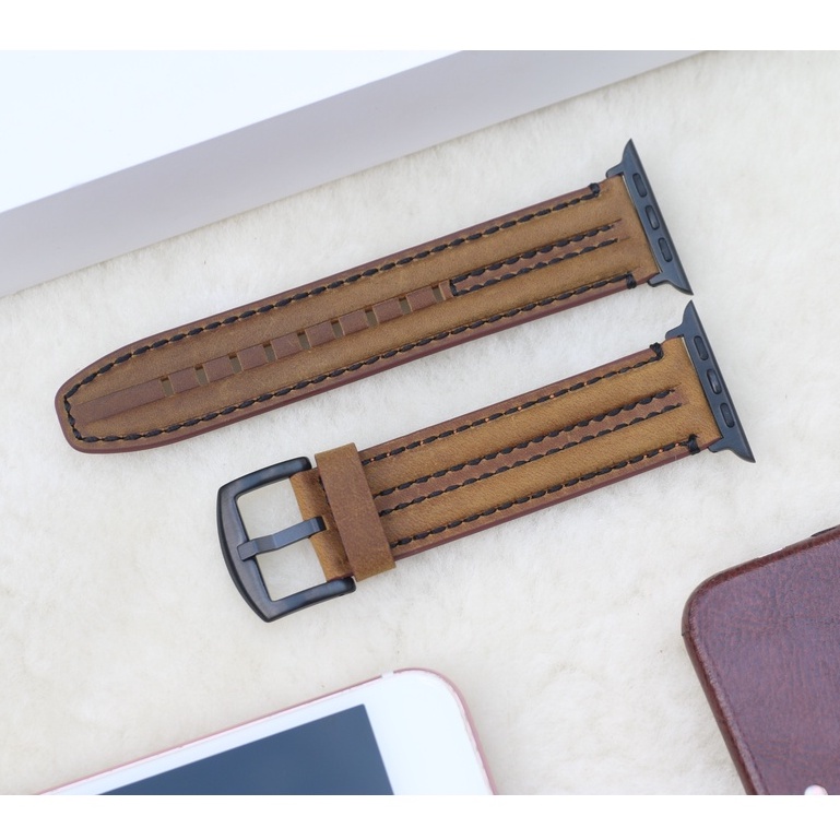 Dây Da Bò Sinewy phong cách Bụi bậm, Hầm hố dành cho Apple Watch Size 38mm / 40mm / 42mm / 44mm