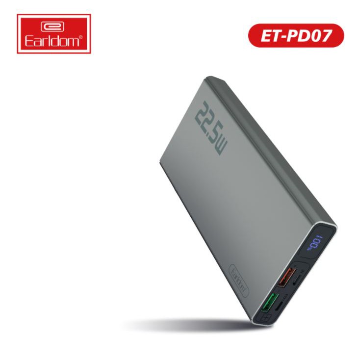 Sạc Dự Phòng 10000 mAH Earldom PD-07 sạc nhanh công nghệ pin ion nhỏ gọn