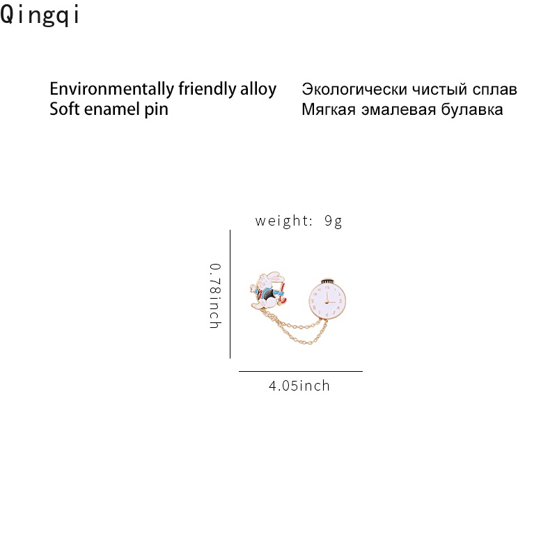 Ghim cài Miss Zoe trang trí thiết kế mặt đồng hồ và thỏ xinh xắn