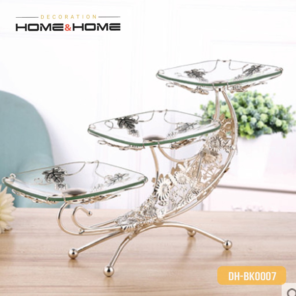 Khay đựng bánh kẹo 🍬FREE SHIP 🍬 Khay đựng hoa quả thủy tinh 3 tầng decor trang trí bàn ăn, tiệc buffet DH-BK0007t