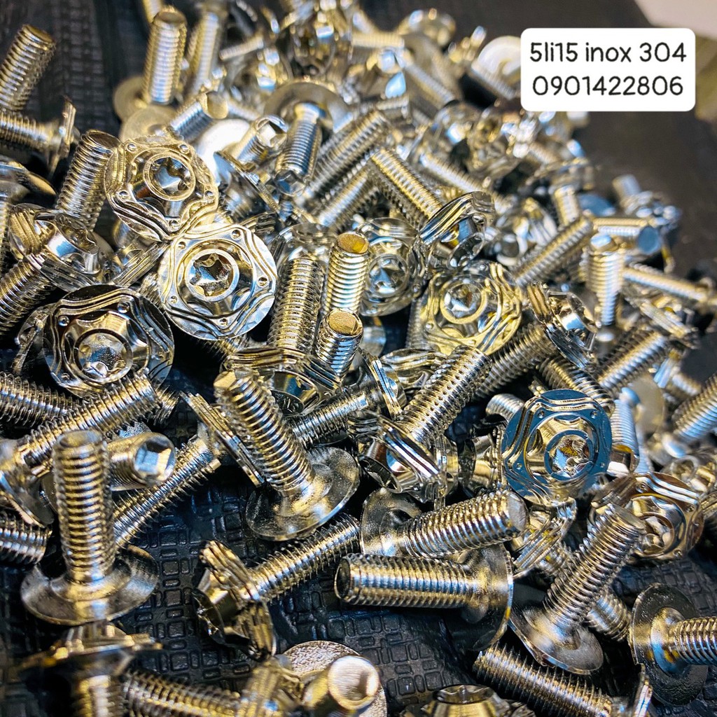 Ốc inox Salaya 5 li dài 15 Nhuyễn gắn dè Ab nhiều vị trị trí