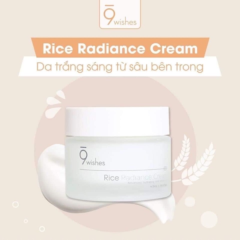 [Có bill]Kem Dưỡng 9 Wishes Từ Gạo Dưỡng Ẩm Trắng Da, Chống Lão Hoá  9 Wishes Rice Radiance Cream 50ml