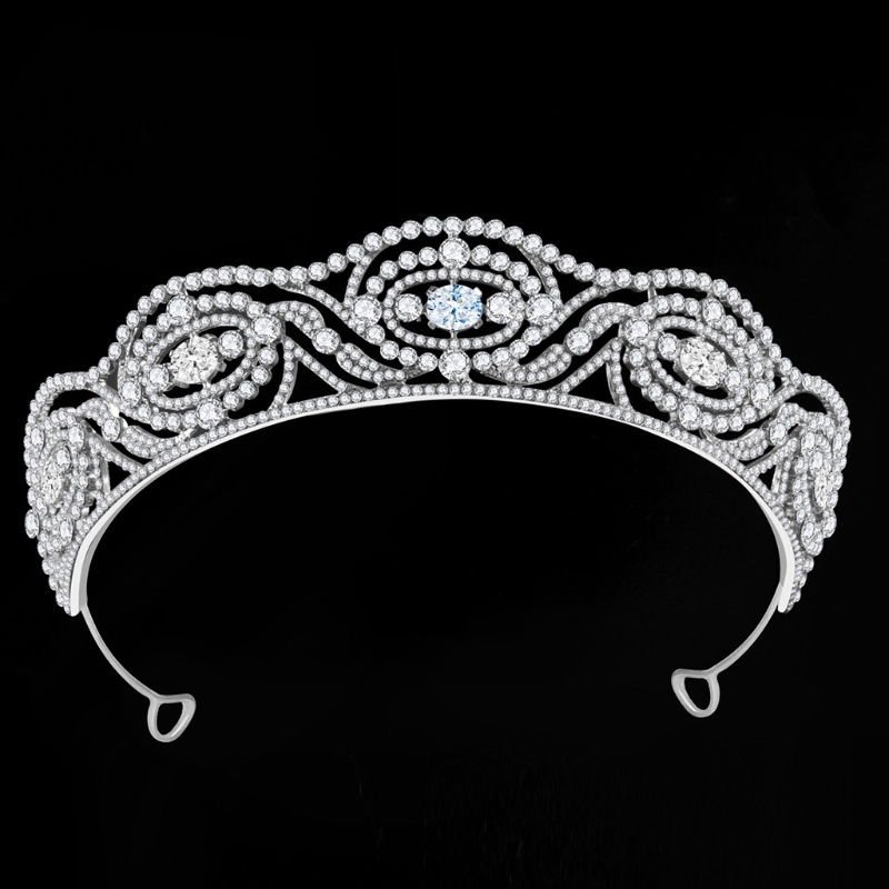 Băng Đô Cài Tóc Hình Vương Miện Bằng Kim Loại Đính Đá Pha Lê CZ Đẹp Mắt