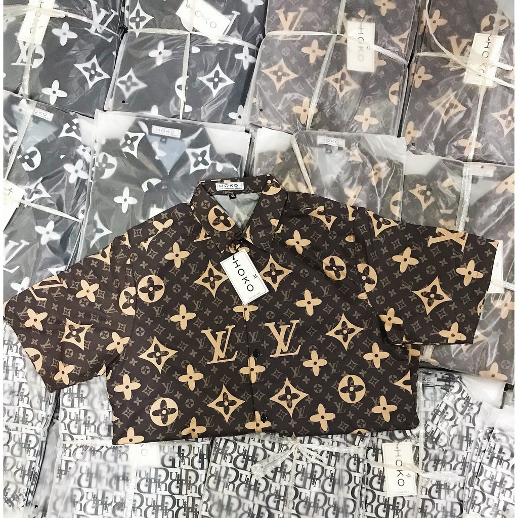 Áo sơ mi nam nữ 3D form rộng tay ngắn chất lụa in họa tiết LV , DIO thoáng mát phong cách thời trang | BigBuy360 - bigbuy360.vn