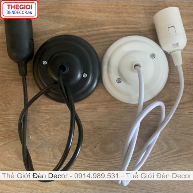 Dây đui đế đèn thả trang trí , bộ thả đơn decor ngoài trời lắp mây tre đan